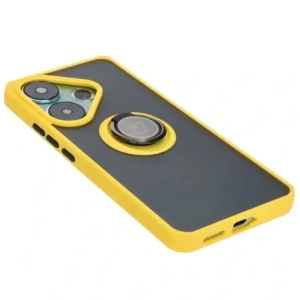 Kup Etui z uchwytem na palec Bizon Case Hybrid Ring do Xiaomi Poco F6 przydymione z żółtą ramką - BIZ6189 - {ean13} - Sklep Home Screen