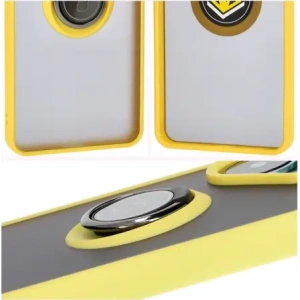 Bizon Case Hybrid Ring Xiaomi Poco F6 smoky cu un cadru galben