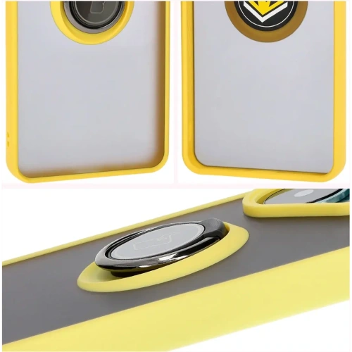 Buy Bizon Case Hybrid Ring Xiaomi Poco F6 smoky with a yellow frame - BIZ6189 - {ean13} - Home Screen Store Europe