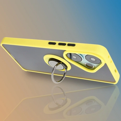 Buy Bizon Case Hybrid Ring Xiaomi Poco F6 smoky with a yellow frame - BIZ6189 - {ean13} - Home Screen Store Europe