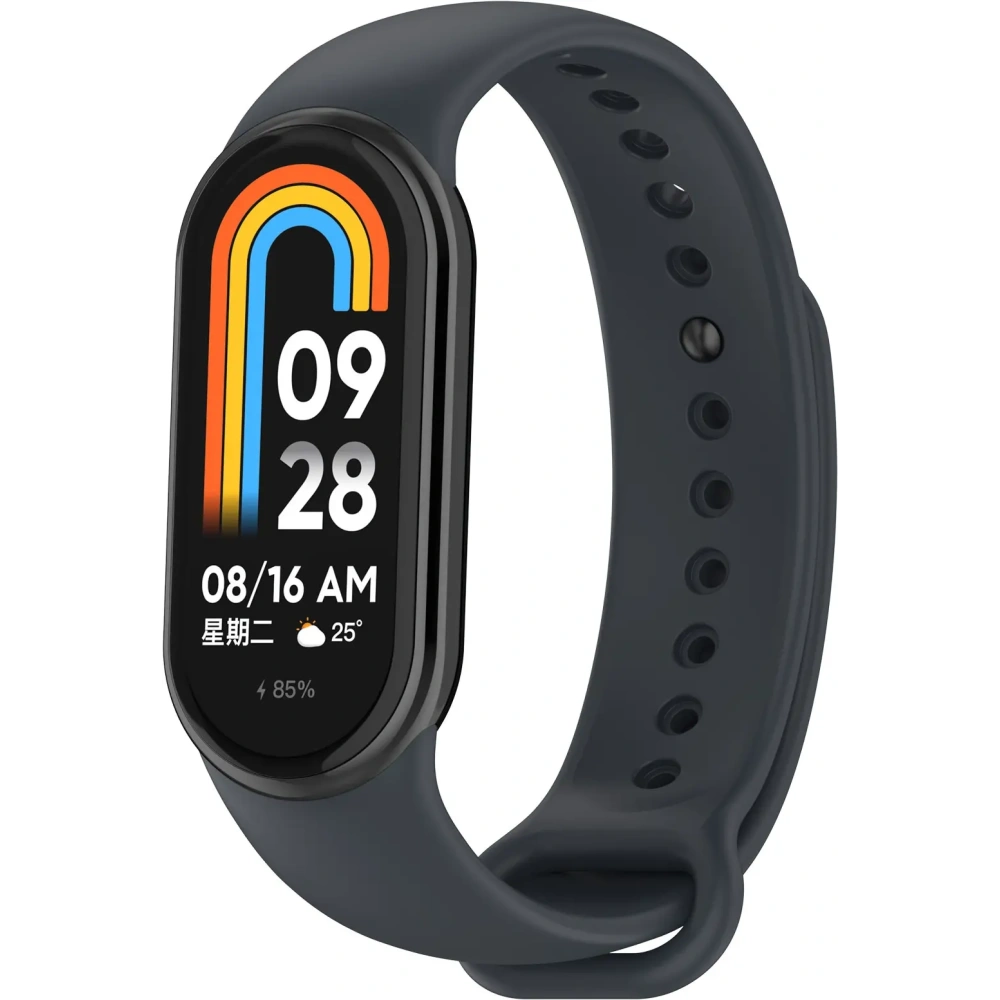 Silikonowy pasek Bizon Strap Watch Silicone do Xiaomi Smart Band 9 / 9 NFC / 8 ciemnoszary