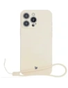 Silikonowe etui z pierścieniem magnetycznym Bizon Case Silicone Magnetic do Apple iPhone 16 Pro beżowe