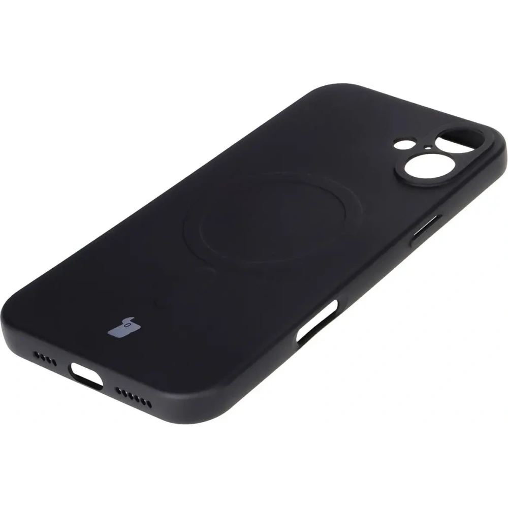 Silikonowe etui z pierścieniem magnetycznym Bizon Case Silicone Magnetic do Apple iPhone 16 czarne