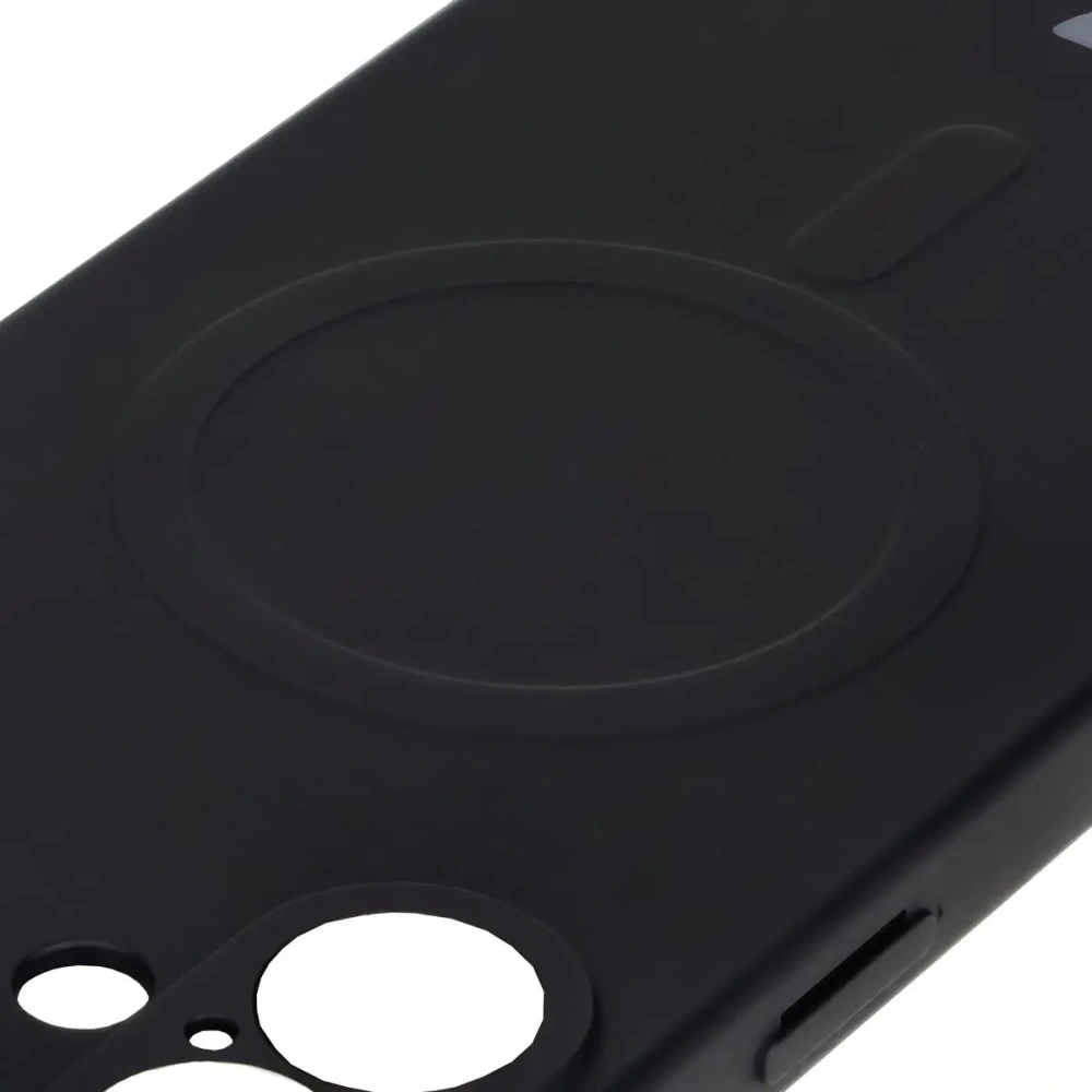 Silikonowe etui z pierścieniem magnetycznym Bizon Case Silicone Magnetic do Apple iPhone 16 czarne