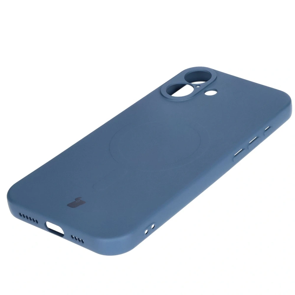 Silikonowe etui z pierścieniem magnetycznym Bizon Case Silicone Magnetic do Apple iPhone 16 granatowe