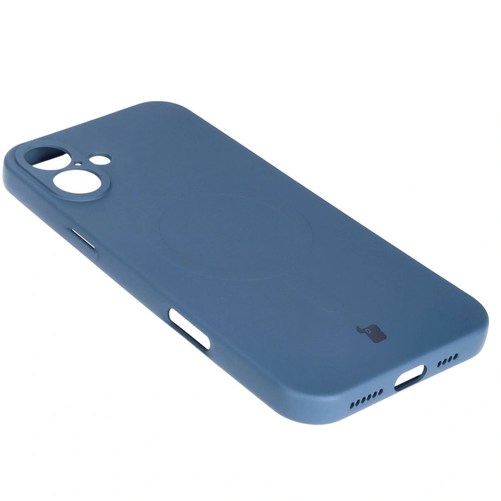 Silikonowe etui z pierścieniem magnetycznym Bizon Case Silicone Magnetic do Apple iPhone 16 granatowe