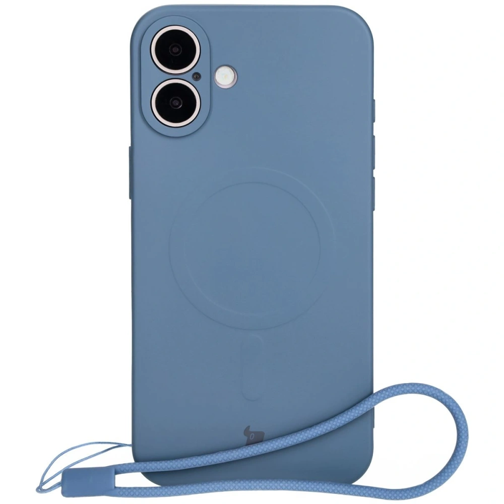 Silikonowe etui z pierścieniem magnetycznym Bizon Case Silicone Magnetic do Apple iPhone 16 Plus granatowe