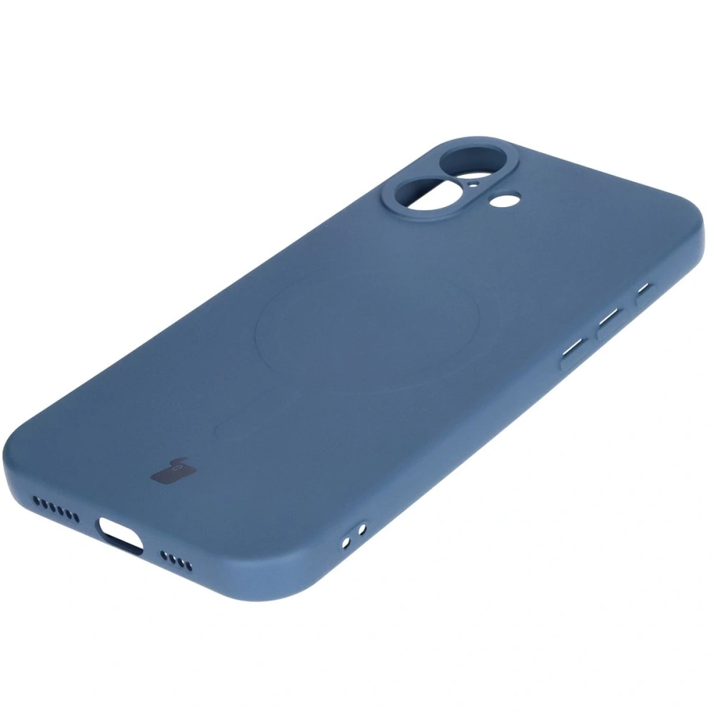 Silikonowe etui z pierścieniem magnetycznym Bizon Case Silicone Magnetic do Apple iPhone 16 Plus granatowe