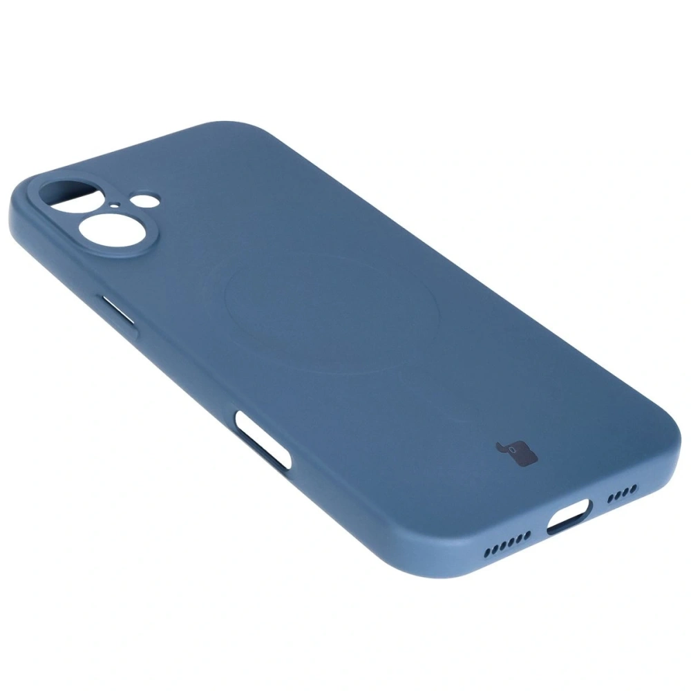 Silikonowe etui z pierścieniem magnetycznym Bizon Case Silicone Magnetic do Apple iPhone 16 Plus granatowe