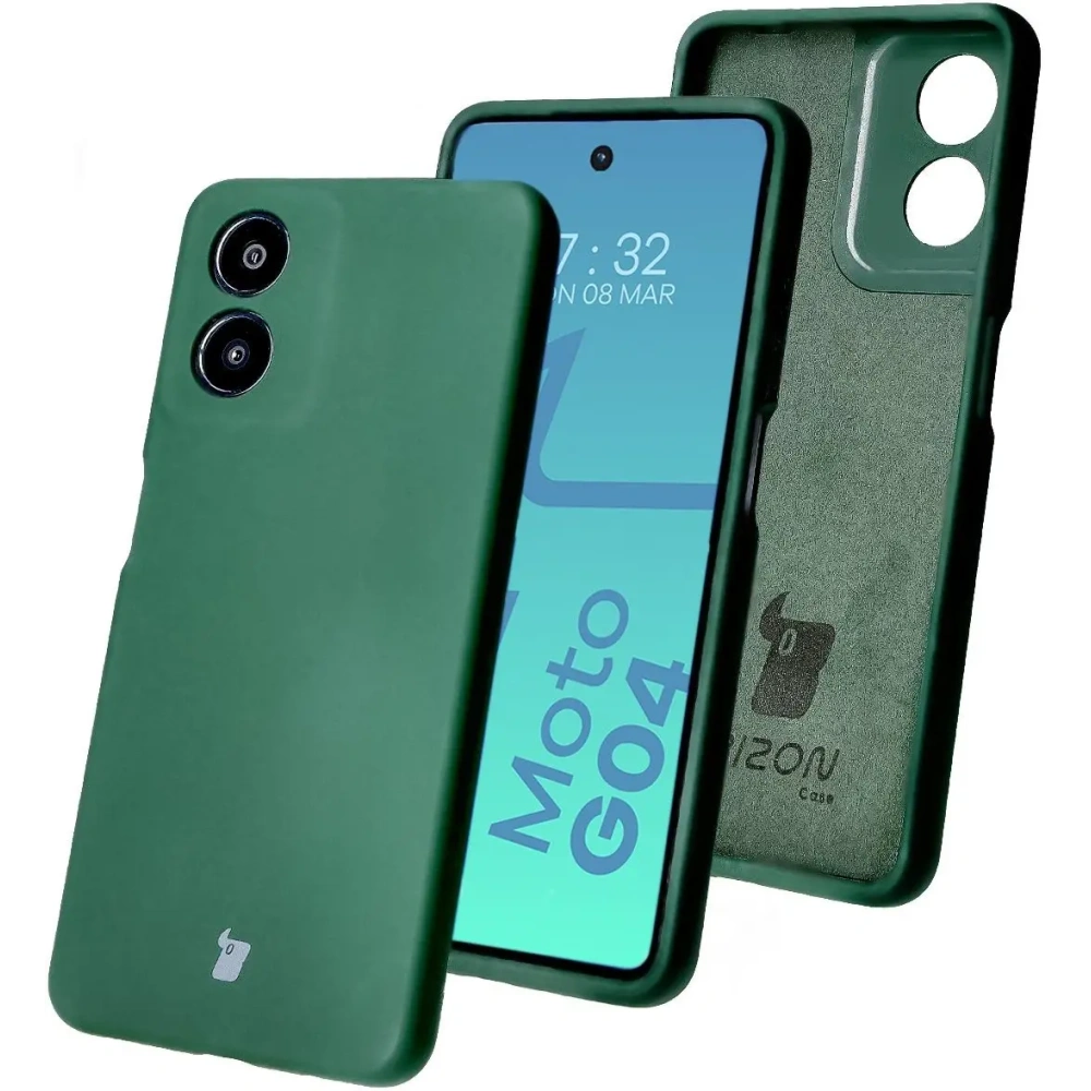Silikonowe etui Bizon Soft Case do Motorola Moto G04 ciemnozielone
