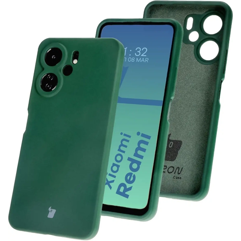 Silikonowe etui Bizon Soft Case do Xiaomi Redmi 13C 4G / Xiaomi Redmi 13C 5G / Xiaomi Poco C65 ciemnozielone
