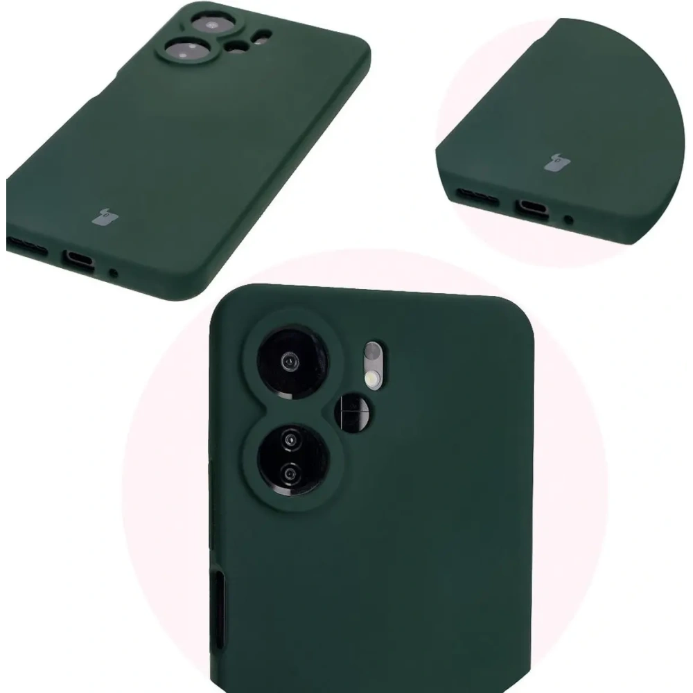 Silikonowe etui Bizon Soft Case do Xiaomi Redmi 13C 4G / Xiaomi Redmi 13C 5G / Xiaomi Poco C65 ciemnozielone