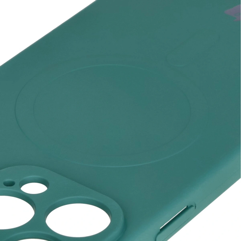 Silikonowe etui z pierścieniem magnetycznym Bizon Case Silicone Magnetic do Apple iPhone 16 Pro Max ciemnozielone