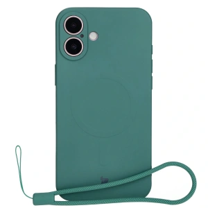 Silikonowe etui z pierścieniem magnetycznym Bizon Case Silicone Magnetic do Apple iPhone 16 ciemnozielone
