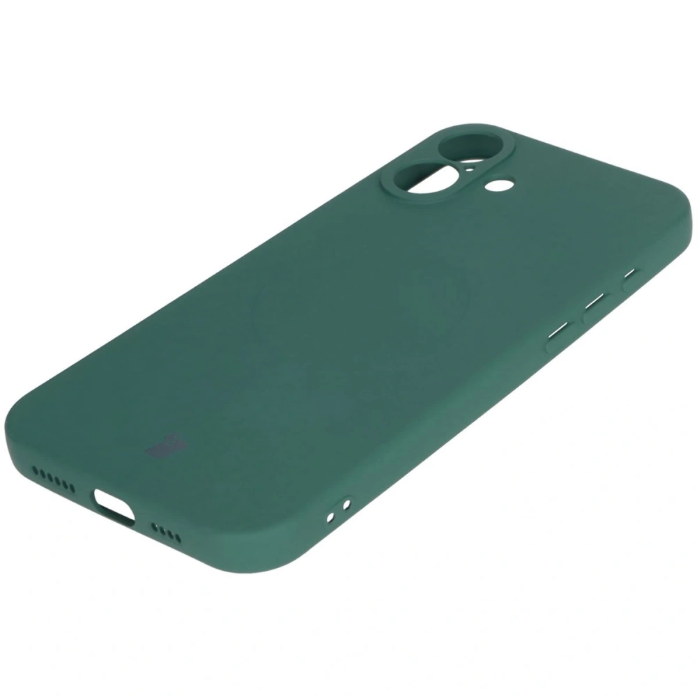 Silikonowe etui z pierścieniem magnetycznym Bizon Case Silicone Magnetic do Apple iPhone 16 ciemnozielone