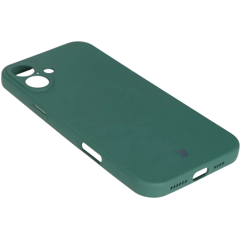 Silikonowe etui z pierścieniem magnetycznym Bizon Case Silicone Magnetic do Apple iPhone 16 ciemnozielone