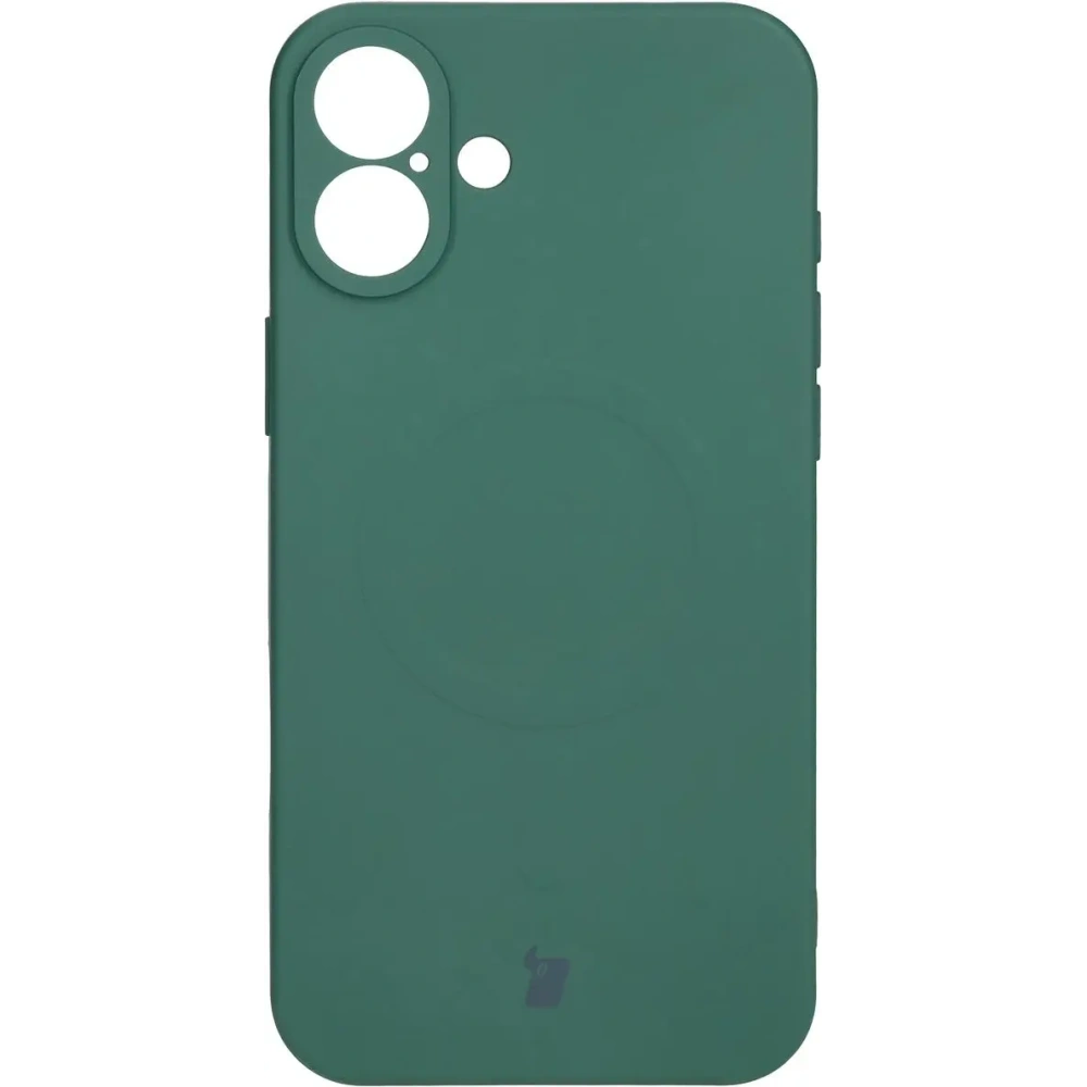 Silikonowe etui z pierścieniem magnetycznym Bizon Case Silicone Magnetic do Apple iPhone 16 Plus ciemnozielone