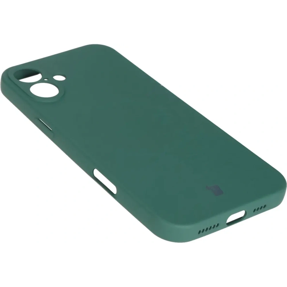 Silikonowe etui z pierścieniem magnetycznym Bizon Case Silicone Magnetic do Apple iPhone 16 Plus ciemnozielone