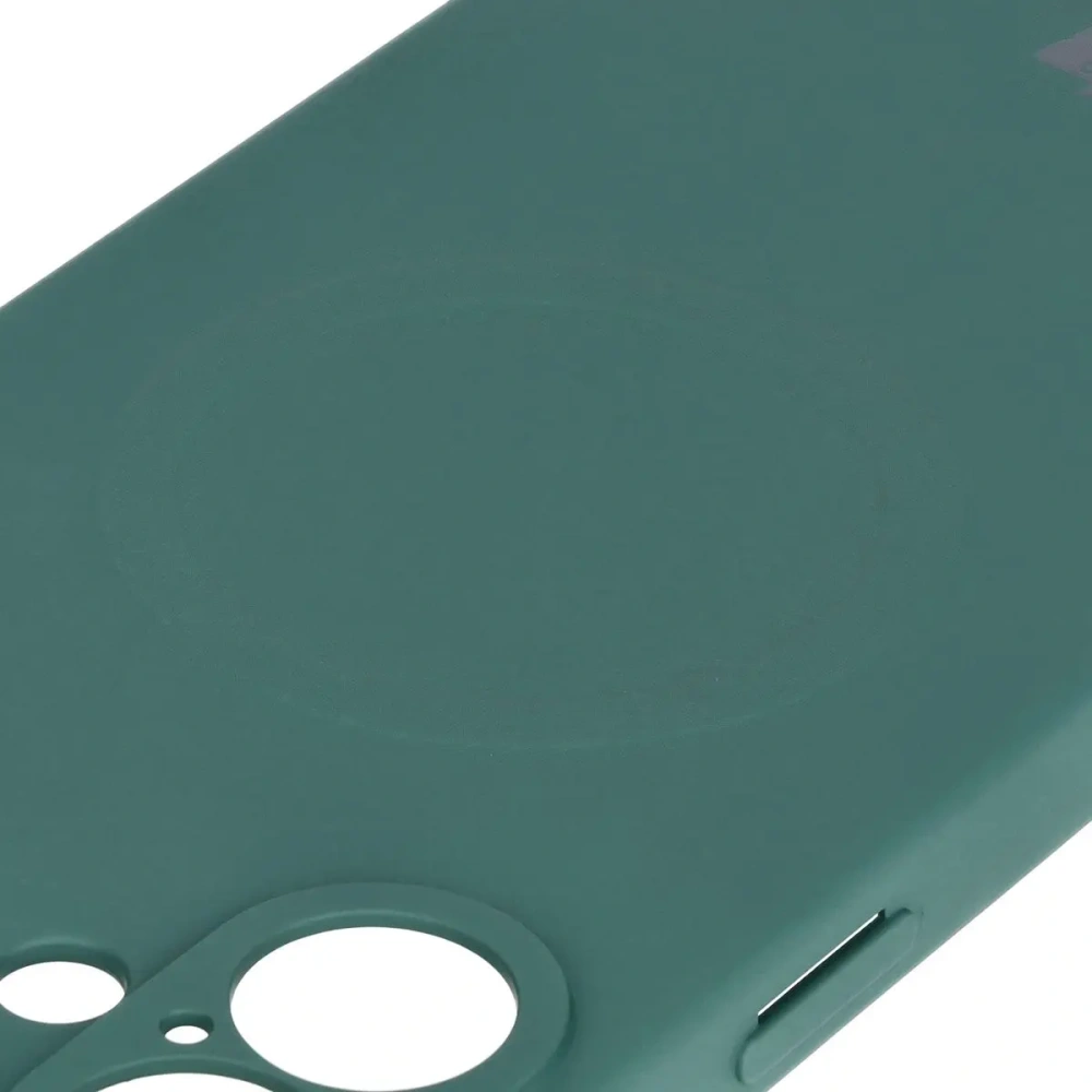 Silikonowe etui z pierścieniem magnetycznym Bizon Case Silicone Magnetic do Apple iPhone 16 Plus ciemnozielone