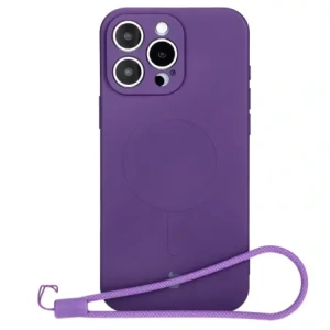 Kup Silikonowe etui z pierścieniem magnetycznym Bizon Case Silicone Magnetic do Apple iPhone 16 Pro śliwkowe - BIZ6216 - {ean13} - Sklep Home Screen
