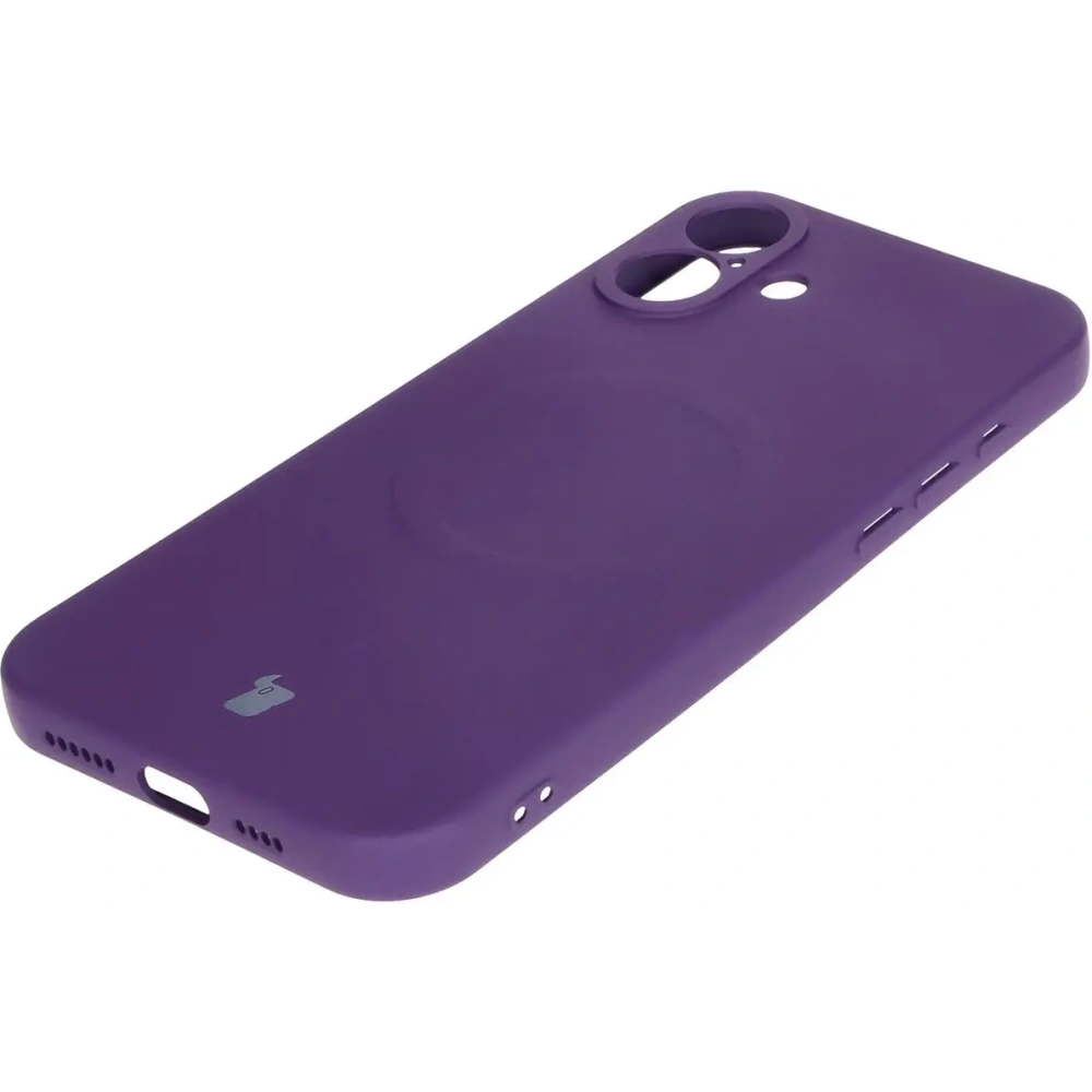 Silikonowe etui z pierścieniem magnetycznym Bizon Case Silicone Magnetic do Apple iPhone 16 śliwkowe