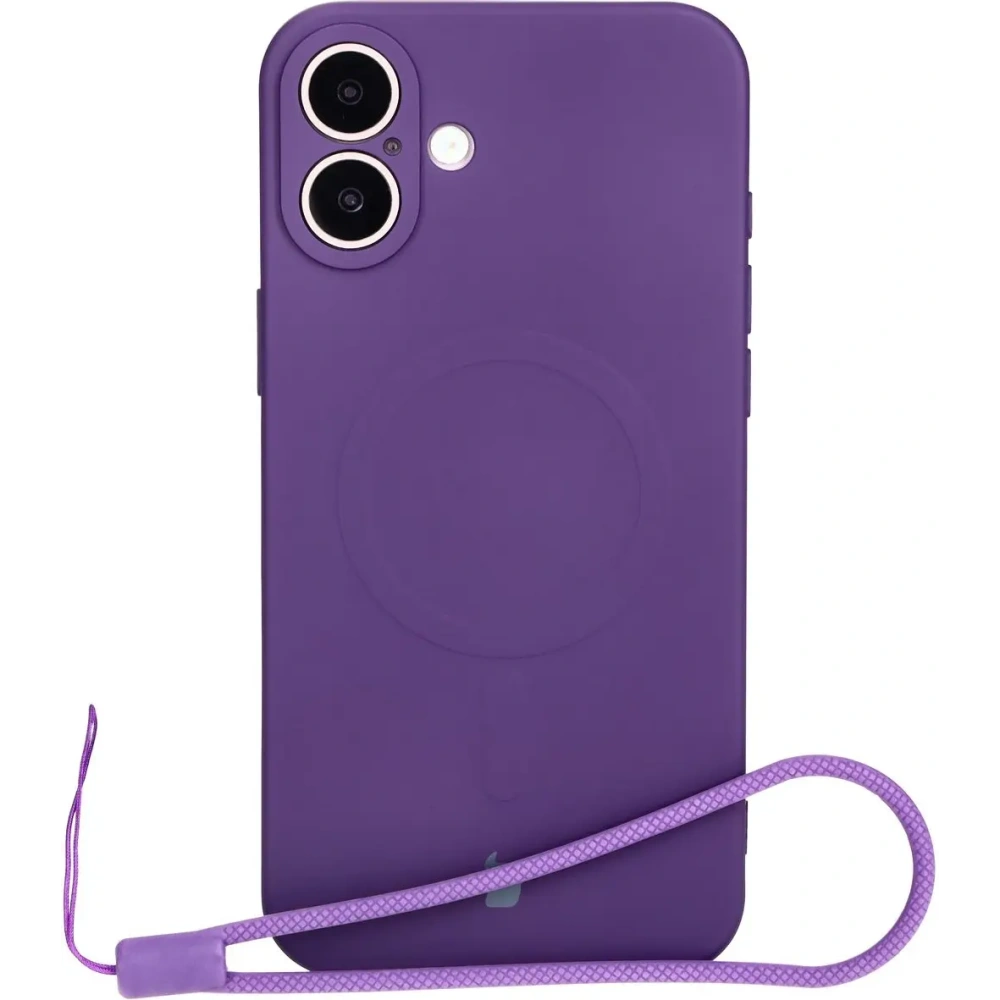 Silikonowe etui z pierścieniem magnetycznym Bizon Case Silicone Magnetic do Apple iPhone 16 Plus śliwkowe