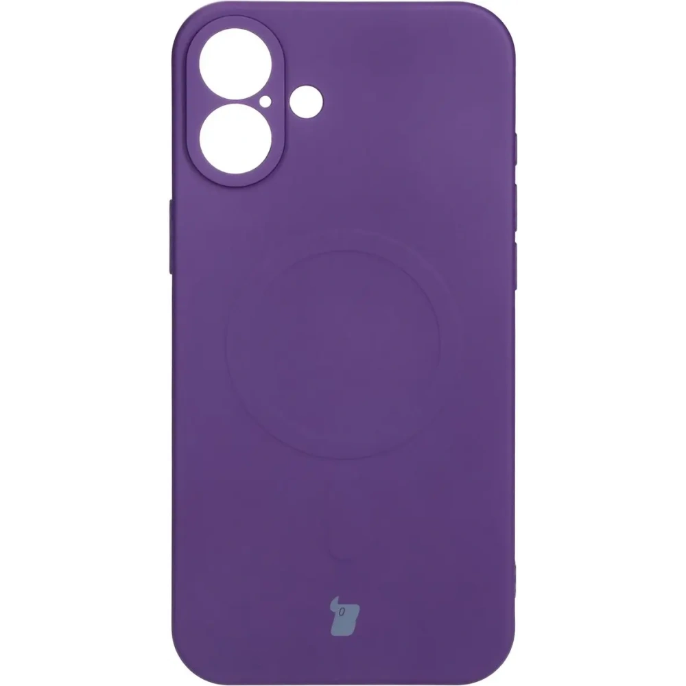 Silikonowe etui z pierścieniem magnetycznym Bizon Case Silicone Magnetic do Apple iPhone 16 Plus śliwkowe