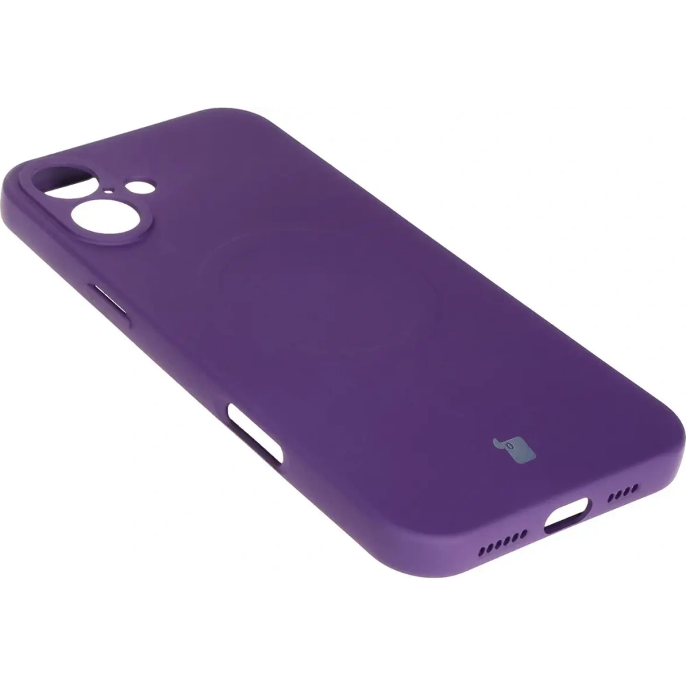 Silikonowe etui z pierścieniem magnetycznym Bizon Case Silicone Magnetic do Apple iPhone 16 Plus śliwkowe