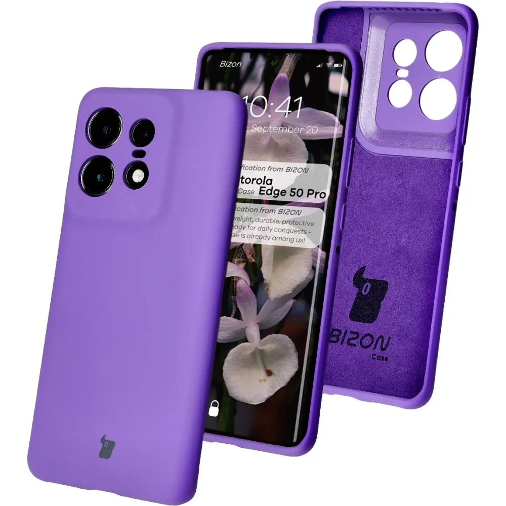 Silikonowe etui Bizon Soft Case do Motorola Edge 50 Pro fioletowe