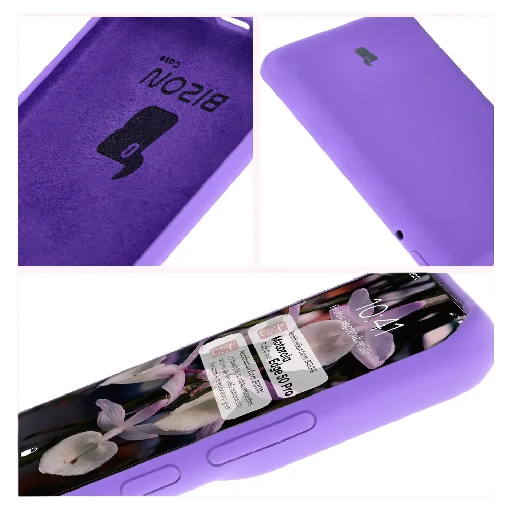 Silikonowe etui Bizon Soft Case do Motorola Edge 50 Pro fioletowe