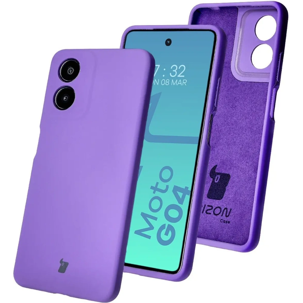 Silikonowe etui Bizon Soft Case do Motorola Moto G04 fioletowe