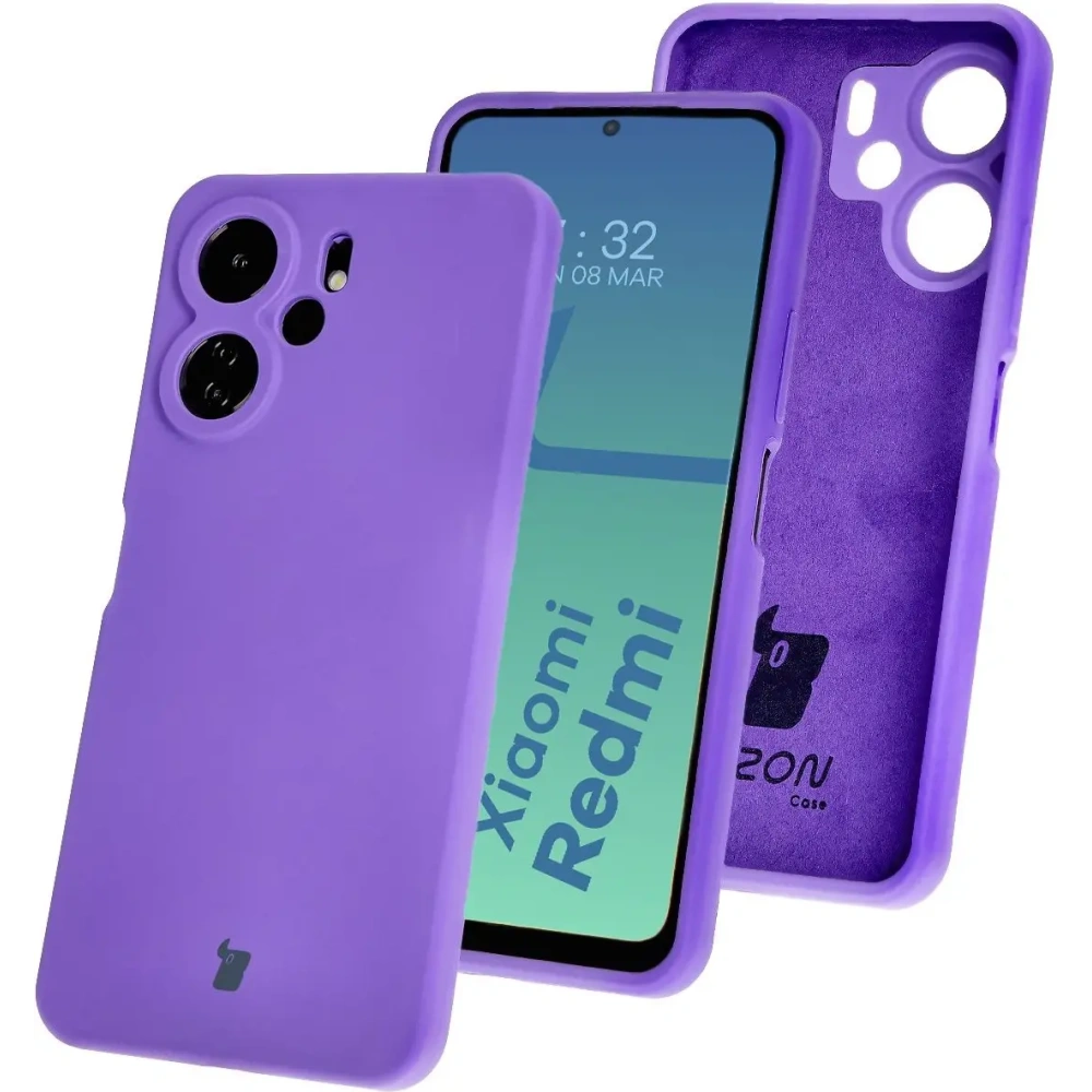 Silikonowe etui Bizon Soft Case do Xiaomi Redmi 13C 4G / Xiaomi Redmi 13C 5G / Xiaomi Poco C65 fioletowe