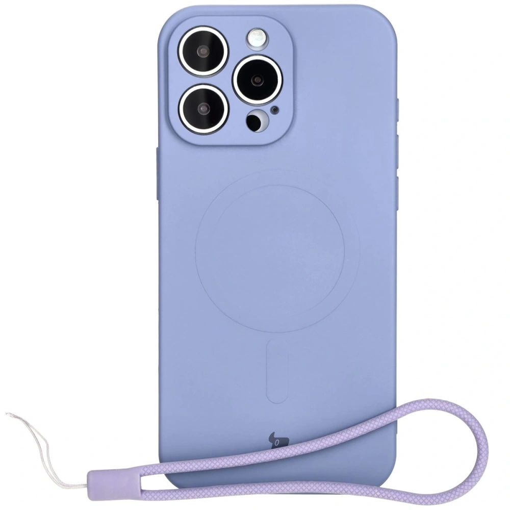 Silikonowe etui z pierścieniem magnetycznym Bizon Case Silicone Magnetic do Apple iPhone 16 Pro Max szare