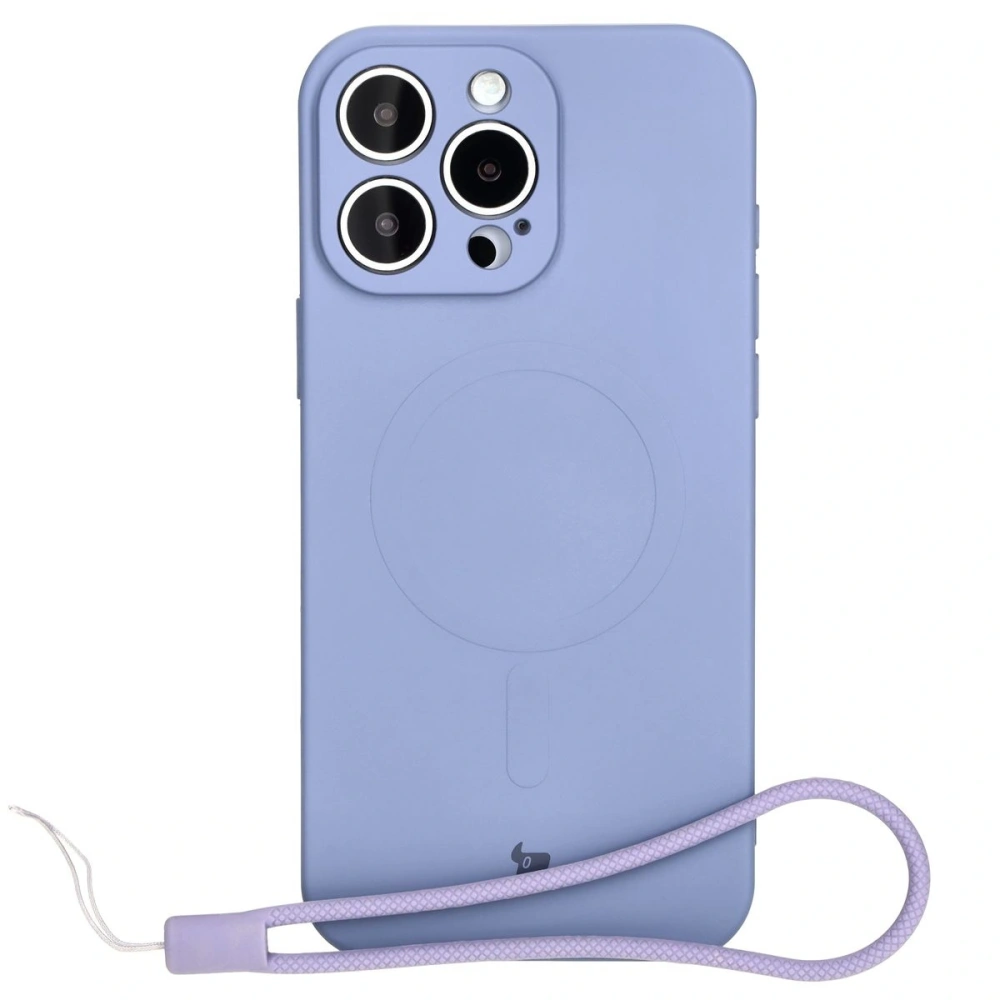 Silikonowe etui z pierścieniem magnetycznym Bizon Case Silicone Magnetic do Apple iPhone 16 Pro szare