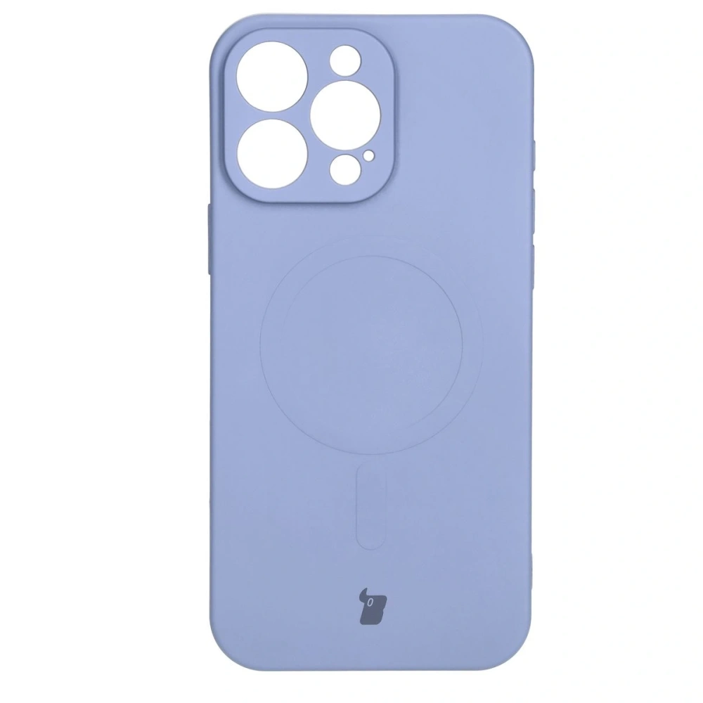 Silikonowe etui z pierścieniem magnetycznym Bizon Case Silicone Magnetic do Apple iPhone 16 Pro szare