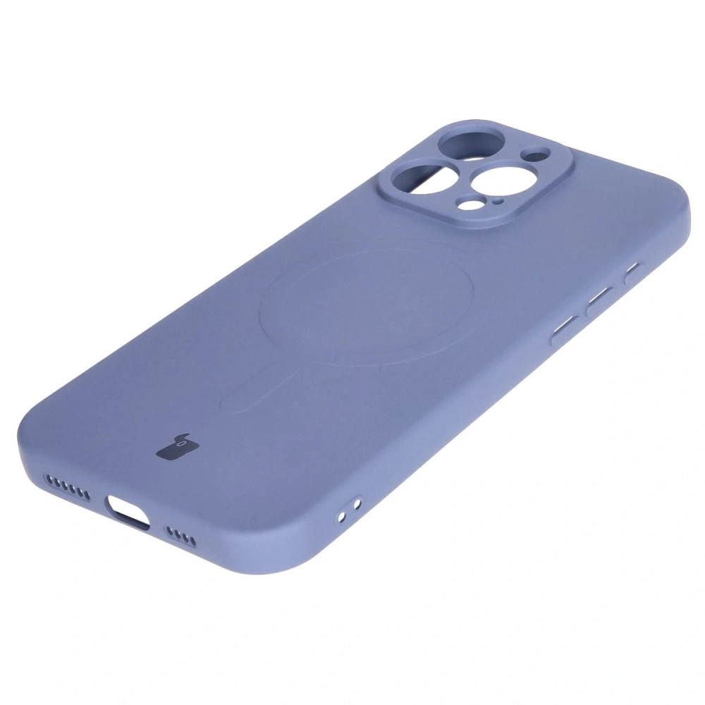 Silikonowe etui z pierścieniem magnetycznym Bizon Case Silicone Magnetic do Apple iPhone 16 Pro szare