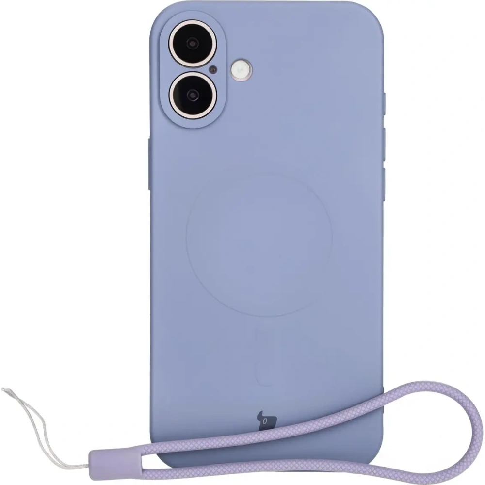 Silikonowe etui z pierścieniem magnetycznym Bizon Case Silicone Magnetic do Apple iPhone 16 szare