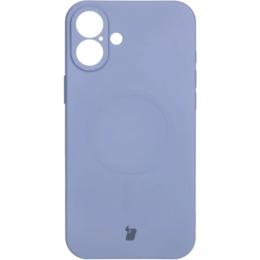Silikonowe etui z pierścieniem magnetycznym Bizon Case Silicone Magnetic do Apple iPhone 16 szare