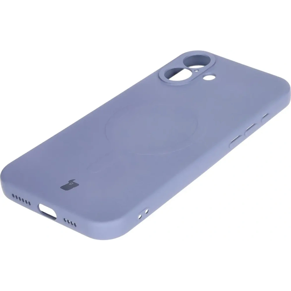 Silikonowe etui z pierścieniem magnetycznym Bizon Case Silicone Magnetic do Apple iPhone 16 szare