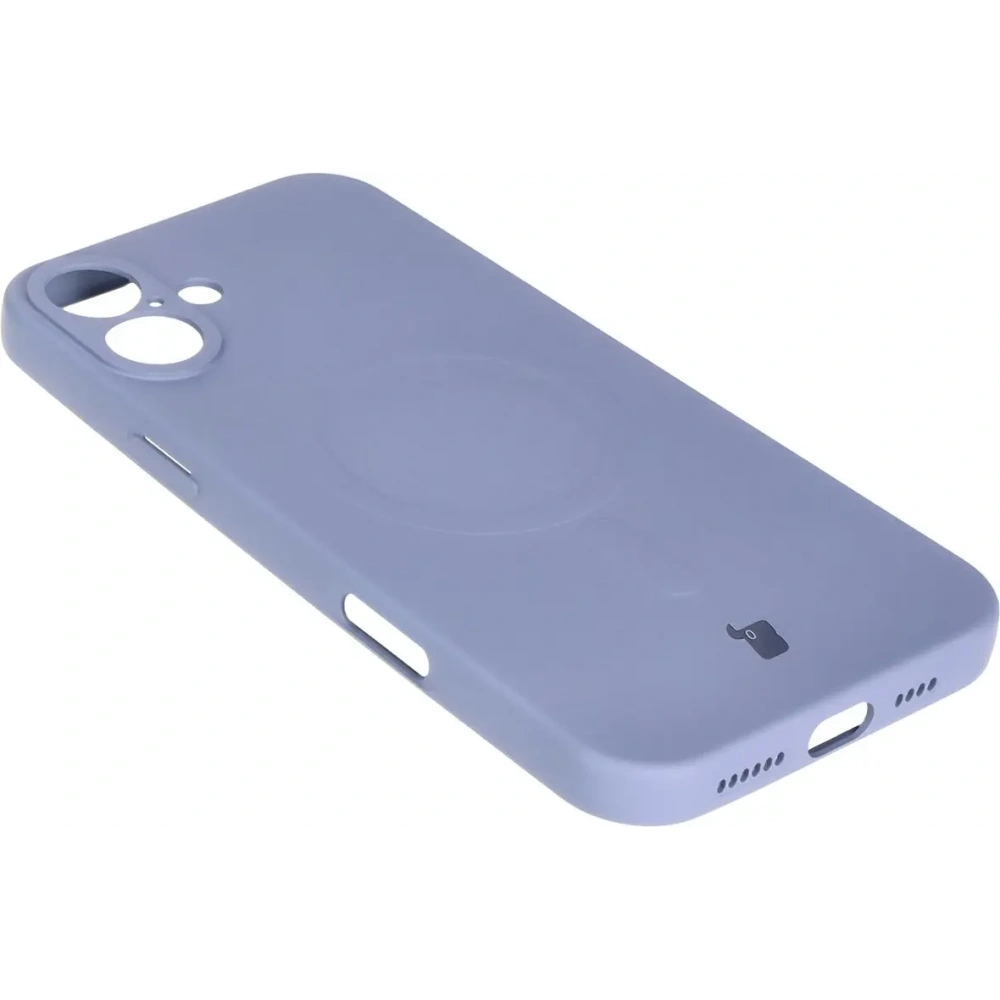 Silikonowe etui z pierścieniem magnetycznym Bizon Case Silicone Magnetic do Apple iPhone 16 szare
