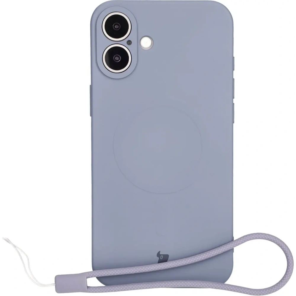 Silikonowe etui z pierścieniem magnetycznym Bizon Case Silicone Magnetic do Apple iPhone 16 Plus szare