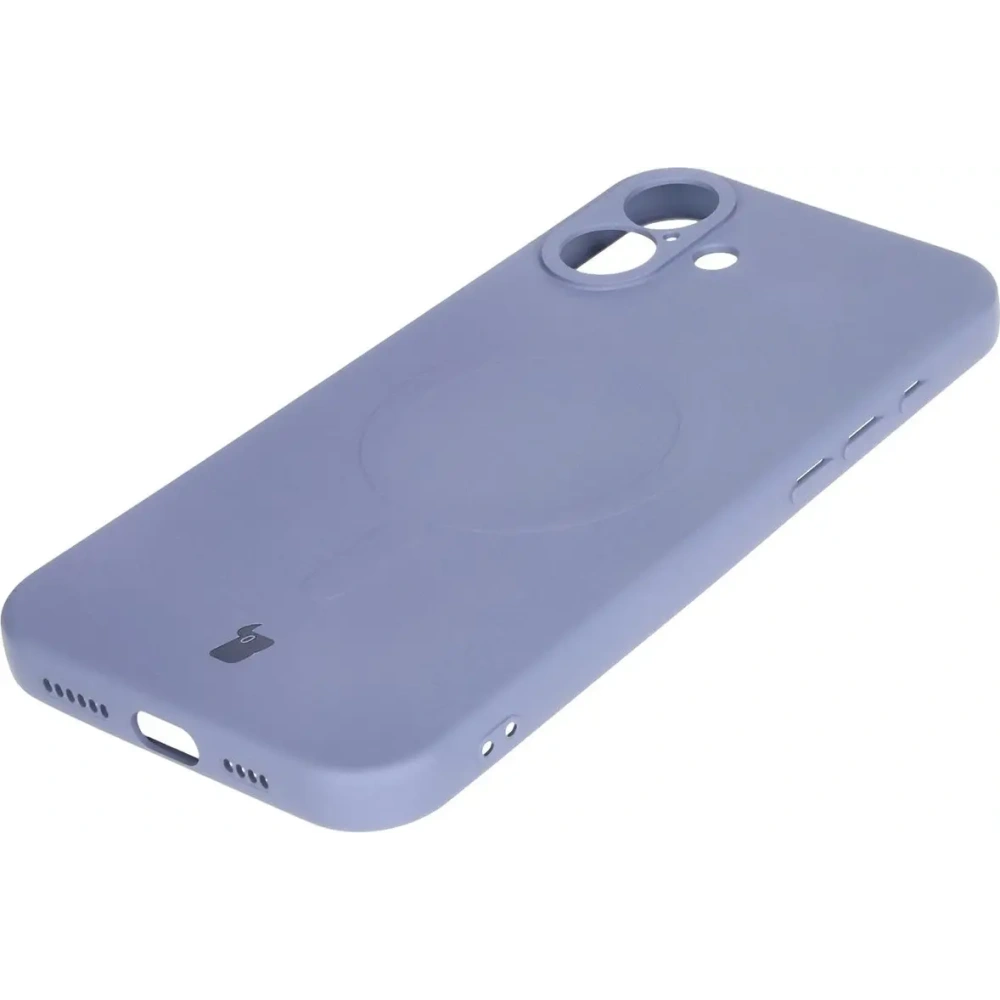 Silikonowe etui z pierścieniem magnetycznym Bizon Case Silicone Magnetic do Apple iPhone 16 Plus szare