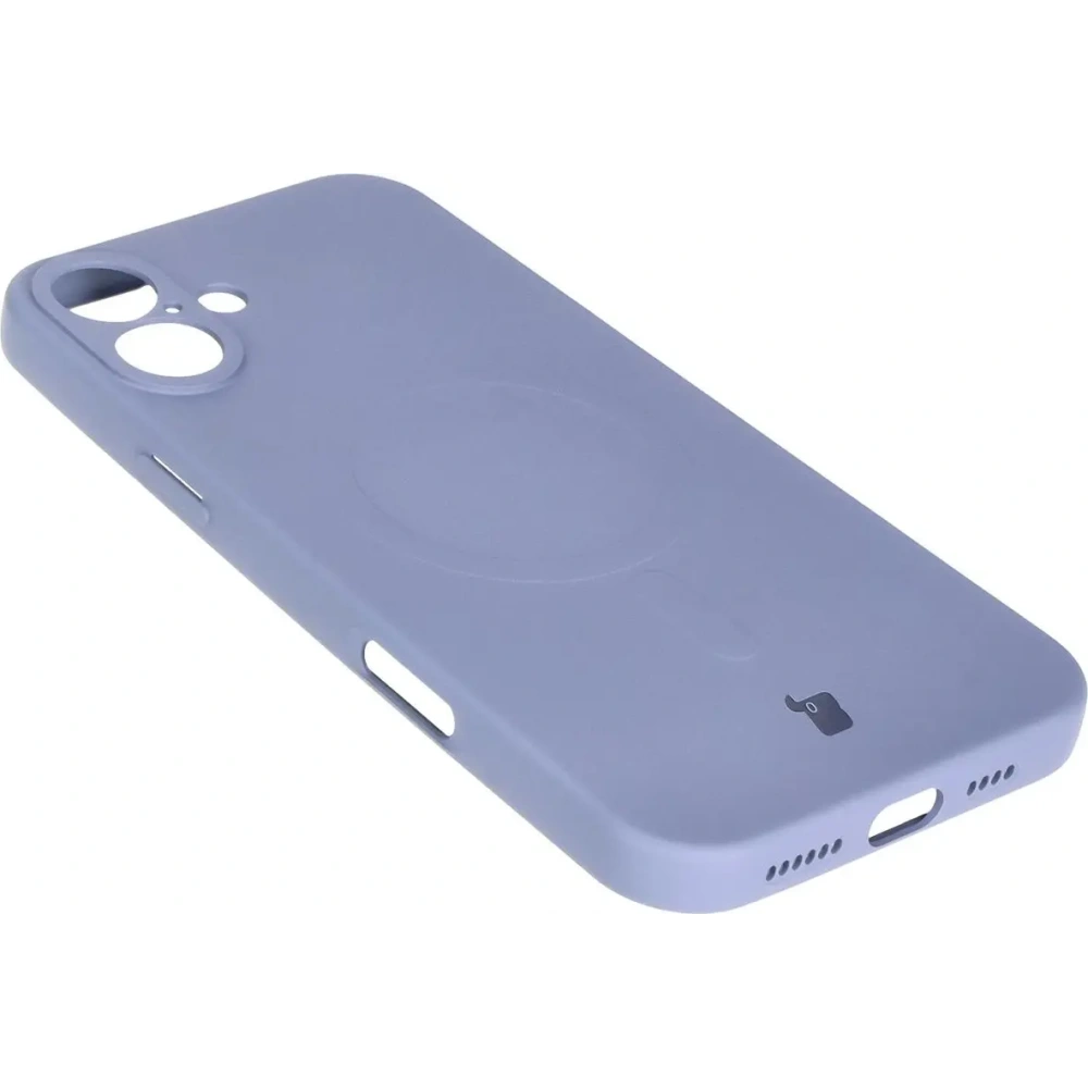 Silikonowe etui z pierścieniem magnetycznym Bizon Case Silicone Magnetic do Apple iPhone 16 Plus szare