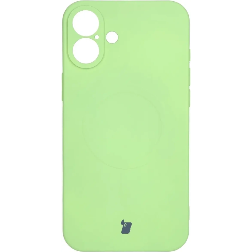 Silikonowe etui z pierścieniem magnetycznym Bizon Case Silicone Magnetic do Apple iPhone 16 jasnozielone