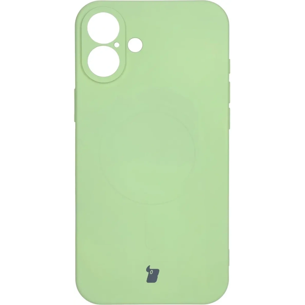 Silikonowe etui z pierścieniem magnetycznym Bizon Case Silicone Magnetic do Apple iPhone 16 Plus jasnozielone