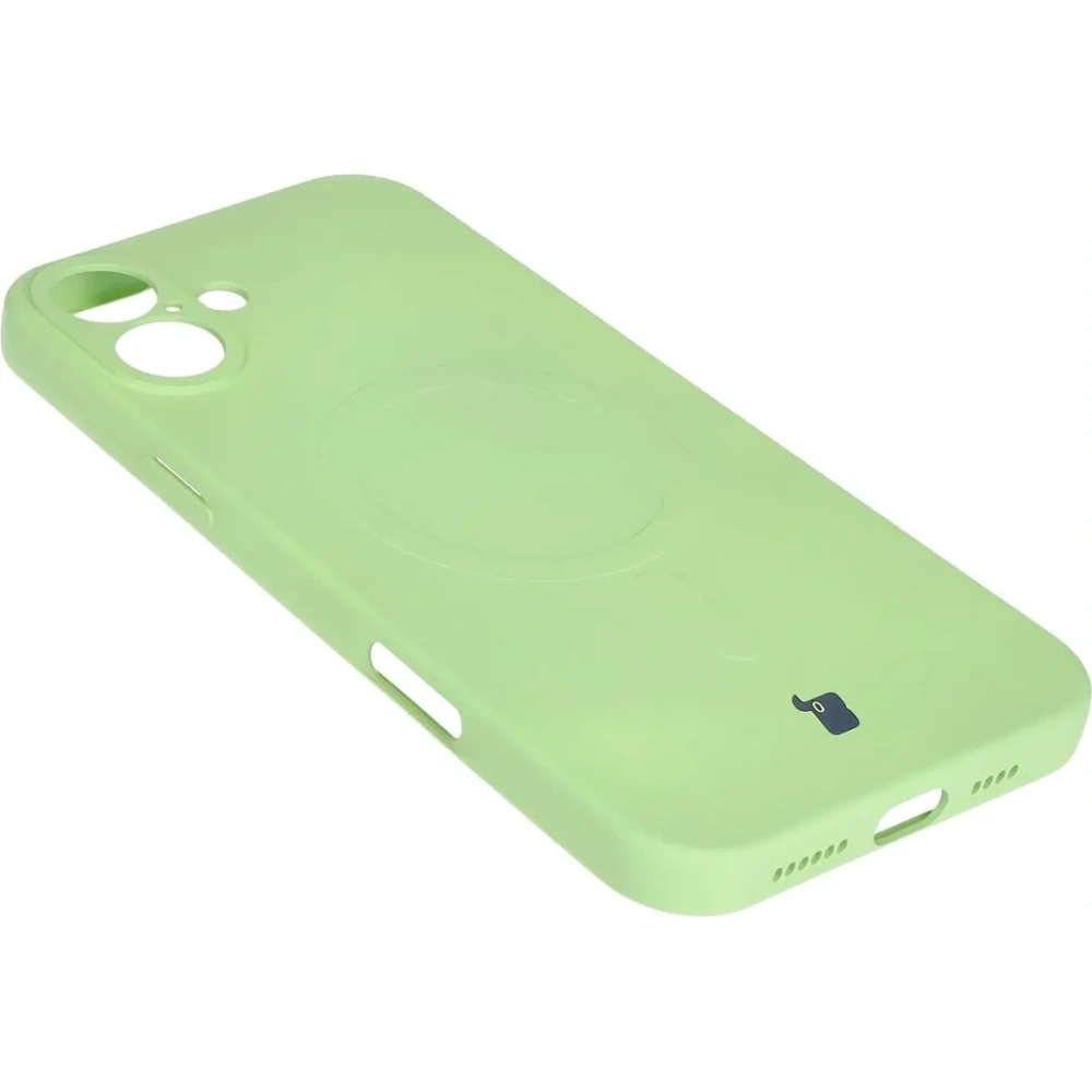 Silikonowe etui z pierścieniem magnetycznym Bizon Case Silicone Magnetic do Apple iPhone 16 Plus jasnozielone