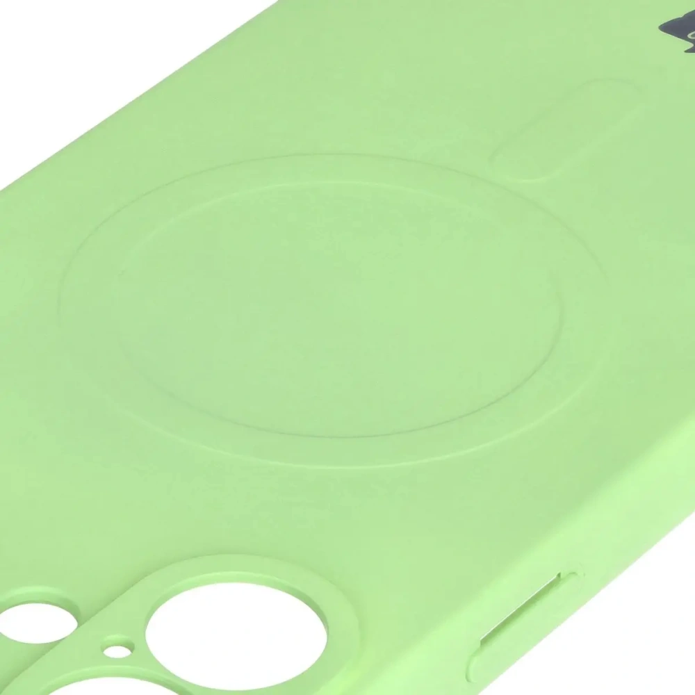 Silikonowe etui z pierścieniem magnetycznym Bizon Case Silicone Magnetic do Apple iPhone 16 Plus jasnozielone