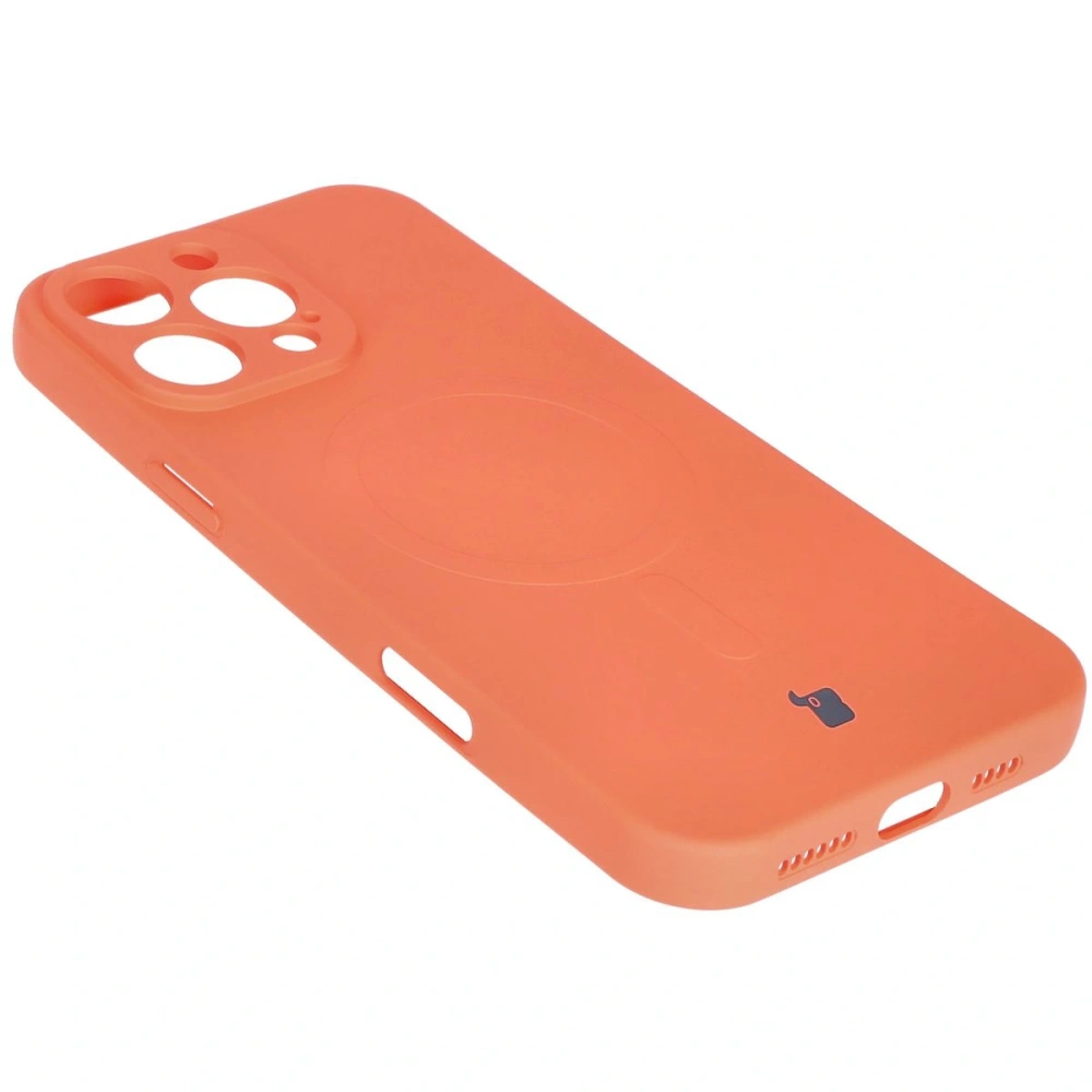 Silikonowe etui z pierścieniem magnetycznym Bizon Case Silicone Magnetic do Apple iPhone 16 Pro Max marchewkowe