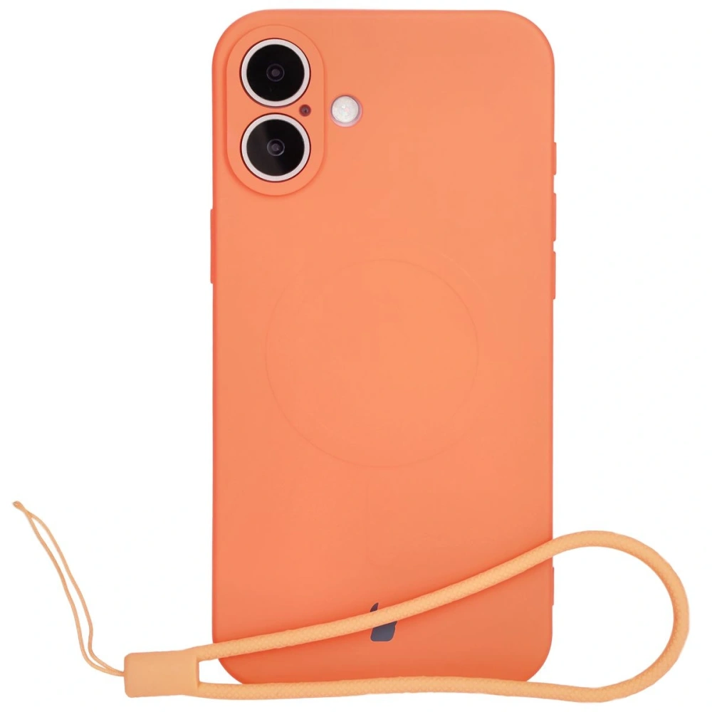 Silikonowe etui z pierścieniem magnetycznym Bizon Case Silicone Magnetic do Apple iPhone 16 marchewkowe