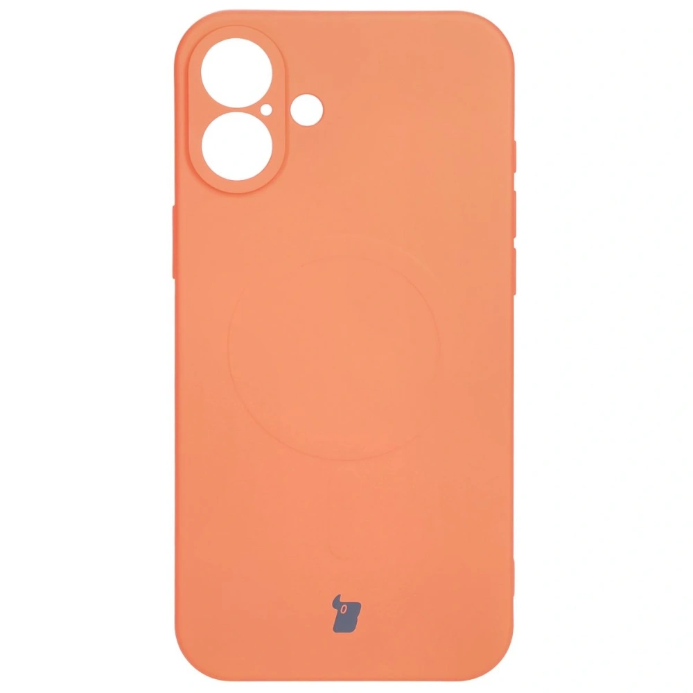 Silikonowe etui z pierścieniem magnetycznym Bizon Case Silicone Magnetic do Apple iPhone 16 marchewkowe